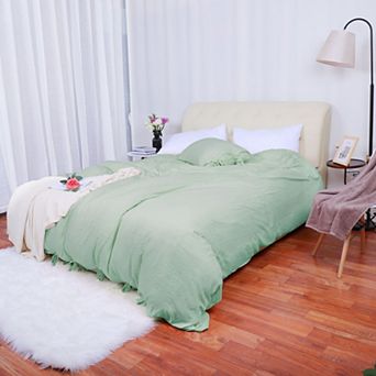 Washed Cotton Bed Strap Duvet Cover Sets Single Light Pink Twin