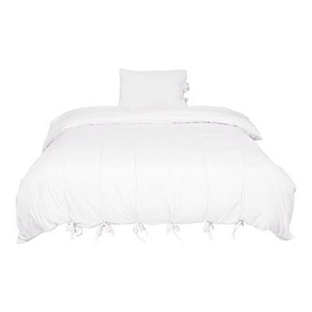 Washed Cotton Bed Strap Duvet Cover Sets Single Light Pink Twin