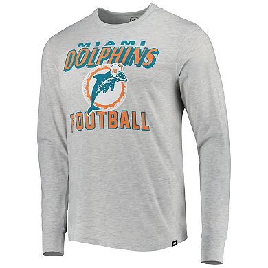 Men's '47 Heathered Gray Miami Dolphins Dozer Franklin Long Sleeve T-Shirt