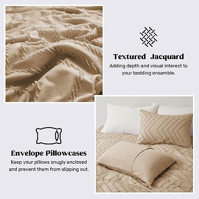 Unikome Soft Solid Clipped Duvet Cover Set with Corner Ties