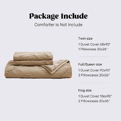 Unikome Soft Solid Clipped Duvet Cover Set with Corner Ties