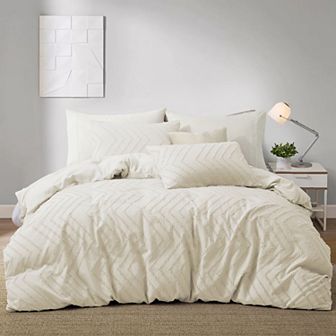 Unikome Clipped Jacquard Duvet Set Chic Textured Accent Lightweight Microfiber Bed Cover