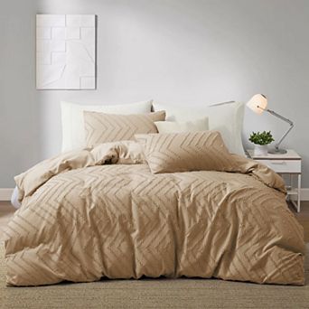 Unikome Clipped Jacquard Duvet Set Chic Textured Accent Lightweight Microfiber Bed Cover