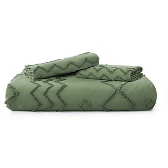 Unikome Clipped Jacquard Duvet Set Chic Textured Accent Lightweight Microfiber Bed Cover