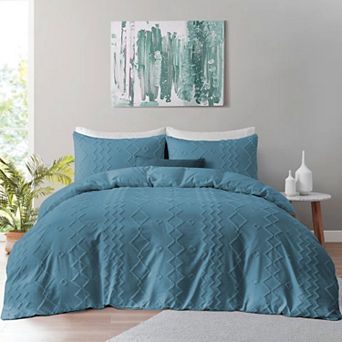 Unikome Clipped Jacquard Duvet Set Chic Textured Accent Lightweight Microfiber Bed Cover