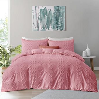 Unikome Clipped Jacquard Duvet Set Chic Textured Accent Lightweight Microfiber Bed Cover