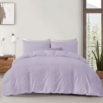 Unikome Clipped Jacquard Duvet Set Chic Textured Accent Lightweight Microfiber Bed Cover