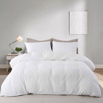 Unikome Clipped Jacquard Duvet Set Chic Textured Accent Lightweight Microfiber Bed Cover