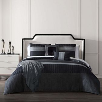 Bebejan Kyle Black 100% Cotton 5 pc Reversible Comforter Set