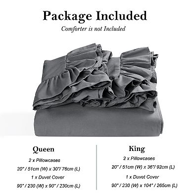 110GSM 3 Pieces Soft Brushed Duvet Cover Sets with Ruffles King