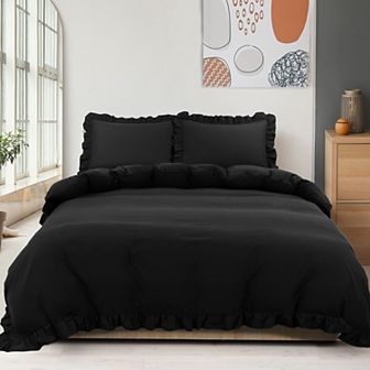 110GSM 3 pc Soft Brushed Duvet Cover Sets with Ruffles King