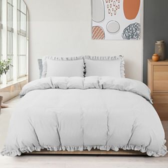 110GSM 3 pc Soft Brushed Duvet Cover Sets with Ruffles King