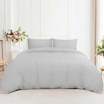 3 pc Duvet Cover Set Washed Brushed Microfiber Soft Queen