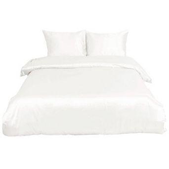 Satin Duvet Cover Set 3 pc Silky Satin Comforter Cover Set Super Soft Breathable Microfiber King