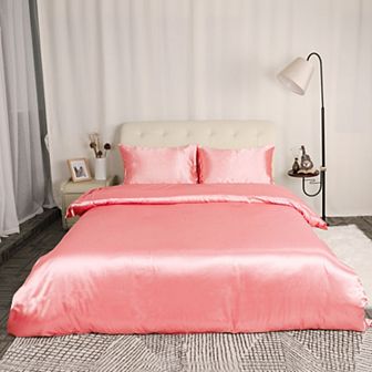Satin Duvet Cover Set 3 pc Silky Satin Comforter Cover Set Super Soft Breathable Microfiber King