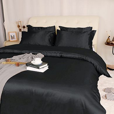Satin Duvet Cover Set 3 Piece and Pillow Sham Set Queen