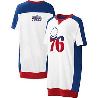 Women's G-III 4Her by Carl Banks White Philadelphia 76ers Free Throw T-Shirt Dress