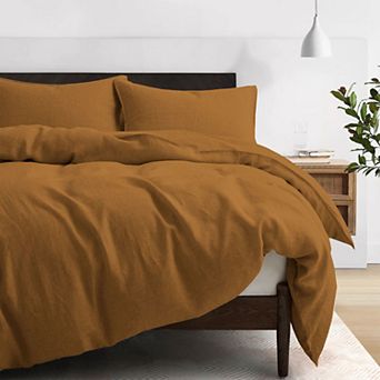 Unikome 100% Flax Linen Duvet Cover Set-Breathable Moisture Wicking Cooling Linen Bedding Set