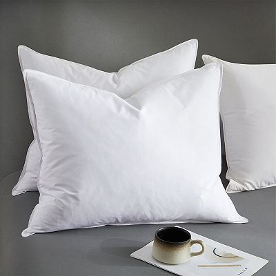 Unikome Medium Firm Goose Feathers Down Pillow for Sleeping 2 Pack Hotel Collection Cotton Cover