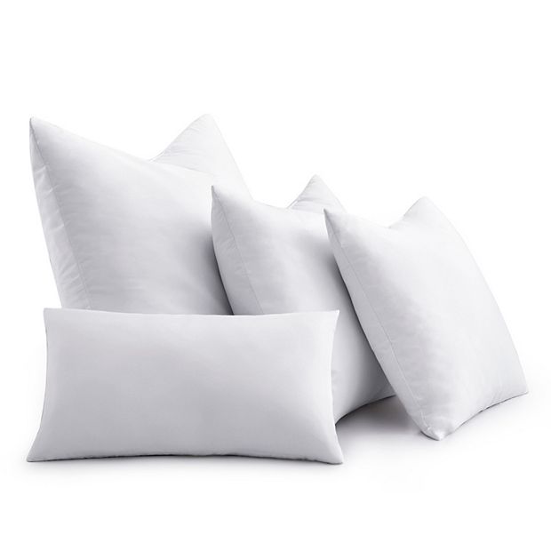 Set of 2 Decorative Feather down Throw Pillow Inserts with Cotton Cover,  Square