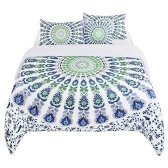 5 pc Microfiber Polyester Duvet Cover Set Fitted Sheet Pillowcase Queen