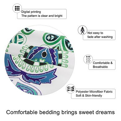 5pcs Microfiber Polyester Duvet Cover Set Fitted Sheet Pillowcase Queen