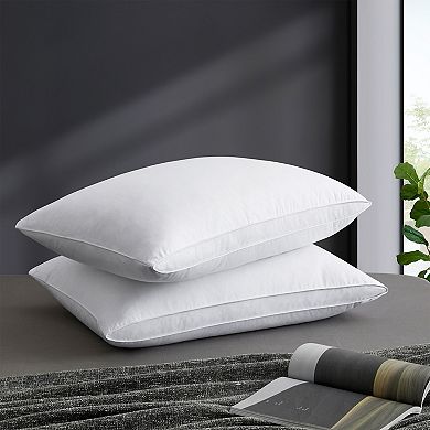 Unikome 2 Pack Medium Soft Goose Down & Feather Gusseted Bed Pillows