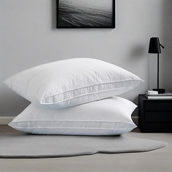 Unikome 2 Pack Medium Soft Goose Down & Feather Gusseted Bed Pillows