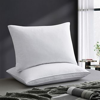 Unikome 2 Pack Medium Soft Goose Down & Feather Gusseted Bed Pillows