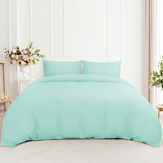 3 pc Duvet Cover Set Washed Brushed Microfiber Soft Twin