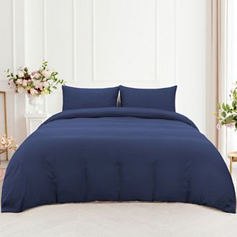3 pc Duvet Cover Set Washed Brushed Microfiber Soft Twin