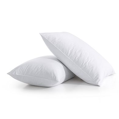 Unikome 2 Pack Medium Soft Classic Cloud Quilted Goose Feather & Down Bed Pillows