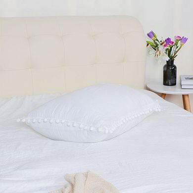 Polyester Double Washed Bedding Pompon Duvet Cover Sets Twin