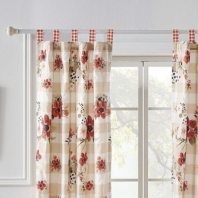 Greenland Home Wheatly Farmhouse Gingham Curtain Panels (Set of 2) with Tiebacks, 84-inch L