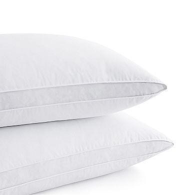 Unikome 2 Pack Medium Soft Goose Down and Feather Gusset Pillows with 100% Breathable Cotton Cover