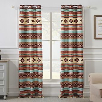 Greenland Home Red Rock Grommeted Curtain Panels (Set of 2), 84-inch Long, Clay