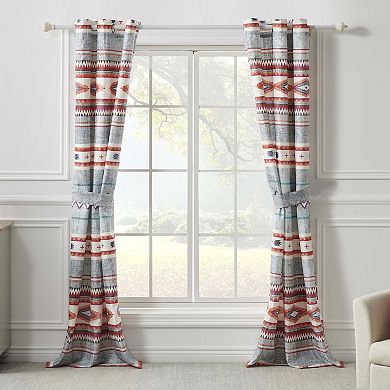 Greenland Home Kiva Western Boho Curtain Panels (Set of 2) with Tiebacks, 84-inch L