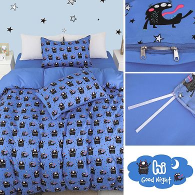 Polyester Microfiber 5 Piece Kids Bedding Set Small Cartoon Pattern Twin