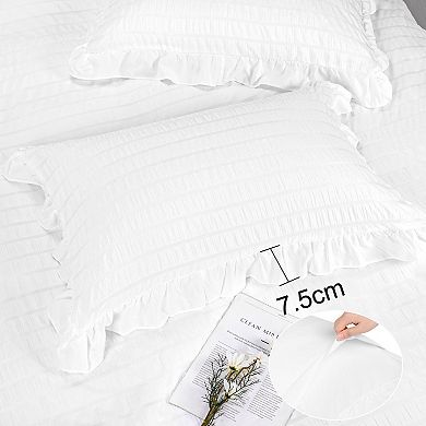 Microfiber Soft Zippered Seersucker Duvet Cover Set With Corner Ties 3 Pieces, Queen
