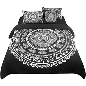 5 pc Bohemian Duvet Cover Set Fitted Sheet Pillowcase Queen