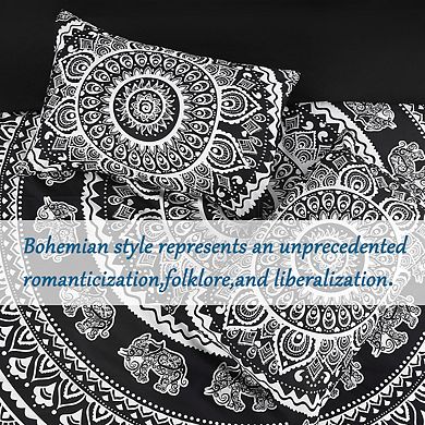 5 Pieces Bohemian Duvet Cover Set Fitted Sheet Pillowcase Queen