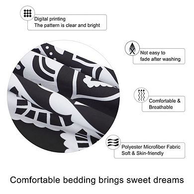 5 Pieces Bohemian Duvet Cover Set Fitted Sheet Pillowcase Queen