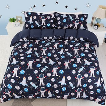 3 pc Polyester Microfiber Kids Duvet Cover Set Space Astronaut Pattern Twin