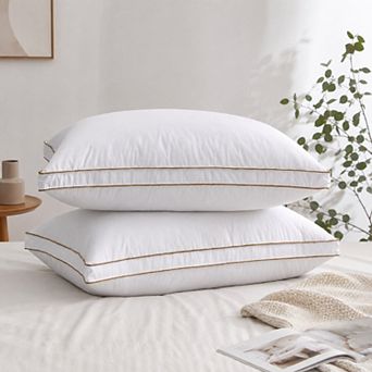 Unikome 2 Pack Gusseted Goose Feather Pillow 100% Cotton Shell