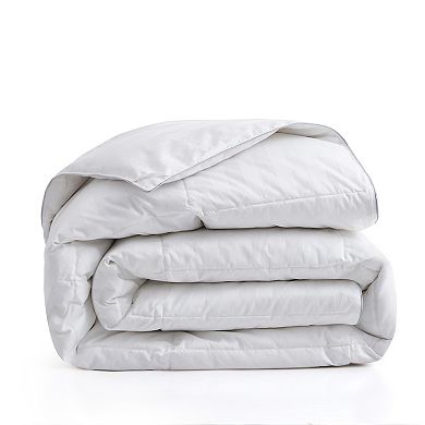 Unikome 500TC Breathable Cotton Fabric All Season White Goose Down and Feather Fiber Comforter with Silver Pipping