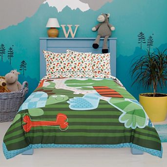 3 pc Polyester Microfiber Kids Duvet Cover Set Dinosaur Pattern Twin