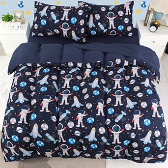 5 pc Polyester Microfiber Kids Bedding Set Space Astronaut Pattern Queen