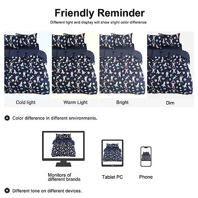 5 Piece Polyester Microfiber Kids Bedding Set Space Astronaut Pattern Queen