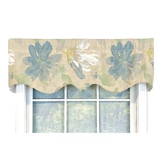 Linen Floral Regal Valance Natural Rod Pocket