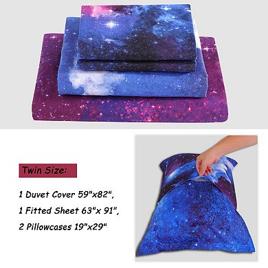 4-piece Galaxies Duvet Cover Set, Twin